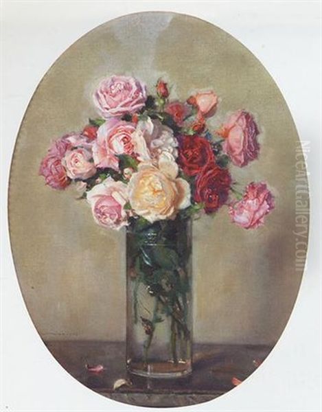 Le Vase De Roses Oil Painting by Jules Alexis Muenier