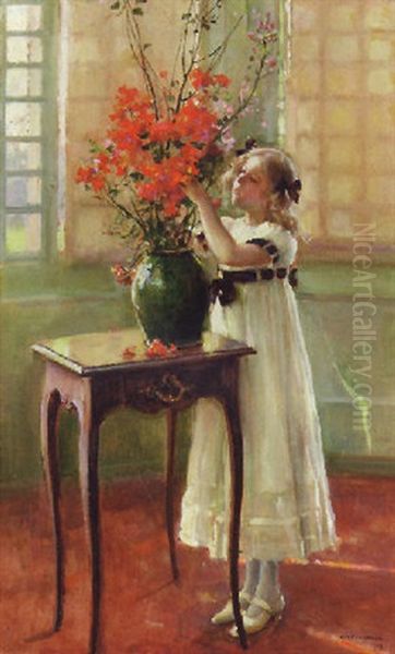 Arranging Flowers Oil Painting by Jules Alexis Muenier