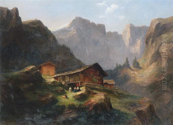 Hutte In Den Alpen Oil Painting by Jost Muheim