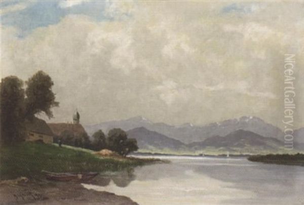 Partie Am Chiemsee Oil Painting by Josef Muehlbeck