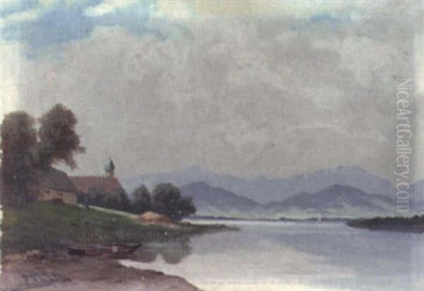 Sommerstimmung Auf Frauenchiemsee Oil Painting by Josef Muehlbeck