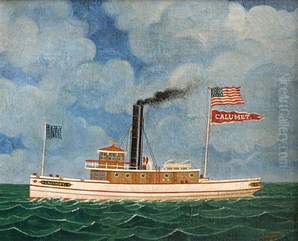 American Revenue Cutter, Chesapeake Bay Area Oil Painting by Otto Muhlenfeld