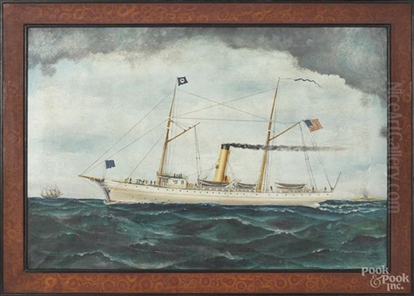 Steamship Oil Painting by Otto Muhlenfeld