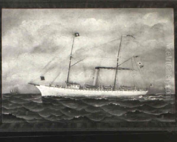 Steam-sail Pilot Boat Oil Painting by Otto Muhlenfeld