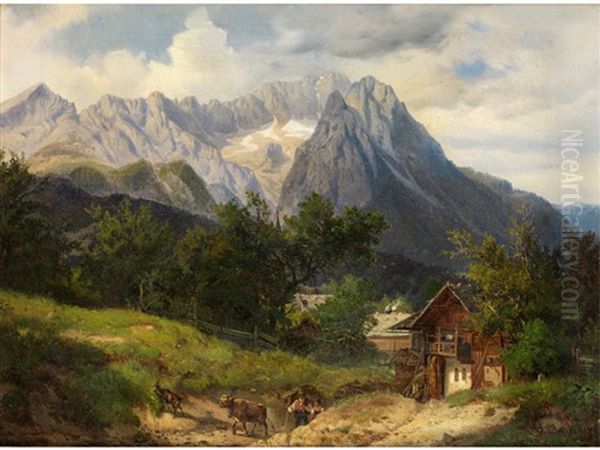 Hochgebirgslandschaft Oil Painting by Bernhard Muehlig