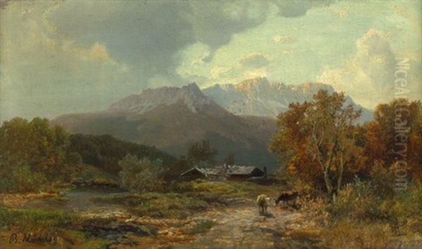 Blick Auf Den Untersberg Bei Salzburg Oil Painting by Bernhard Muehlig