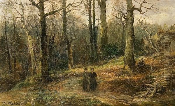 Paar Beim Waldspaziergang Oil Painting by Bernhard Muehlig