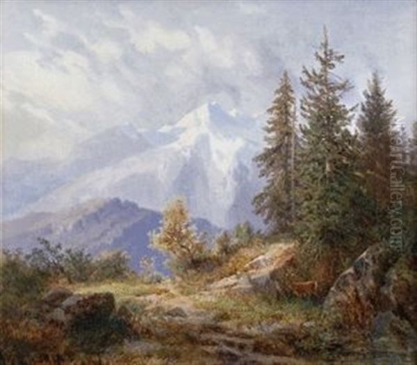 Gebirgslandschaft Oil Painting by Bernhard Muehlig