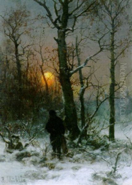 Jager Im Winterland Oil Painting by Bernhard Muehlig