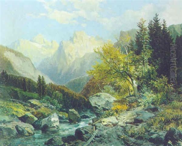 Gebirgszug Oil Painting by Bernhard Muehlig