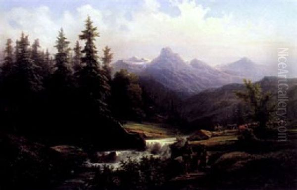 Sommertag In Der Ramsau Oil Painting by Bernhard Muehlig