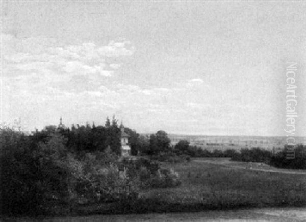 Lustschlosschen In Einem Park Bei Dresden, In Weiter Landschaft Oil Painting by Bernhard Muehlig