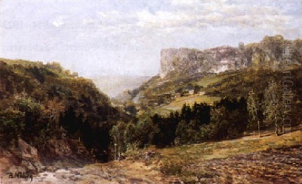 Basteifels Vom Weg Nach Woltersdorf Gesehen Oil Painting by Bernhard Muehlig