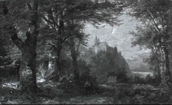 Phantasievolle Ansicht Von Kloster Arnstein An Der Lahn Oil Painting by Bernhard Muehlig