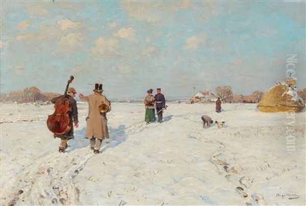 The Returning Musicians Oil Painting by Hugo Muehlig