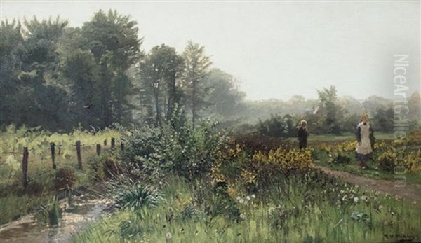 On The Way To School Oil Painting by Hugo Muehlig