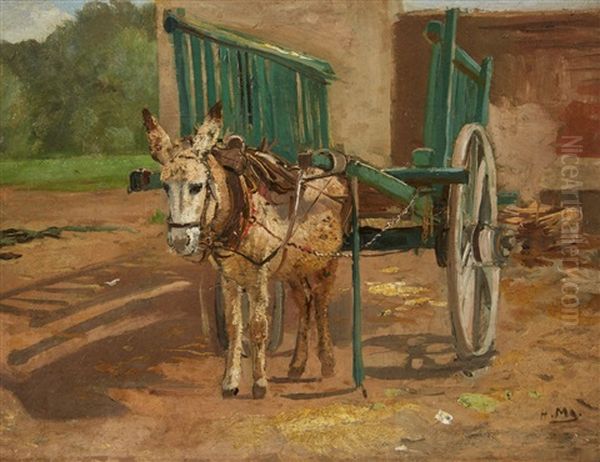 Donkey Cart Oil Painting by Hugo Muehlig