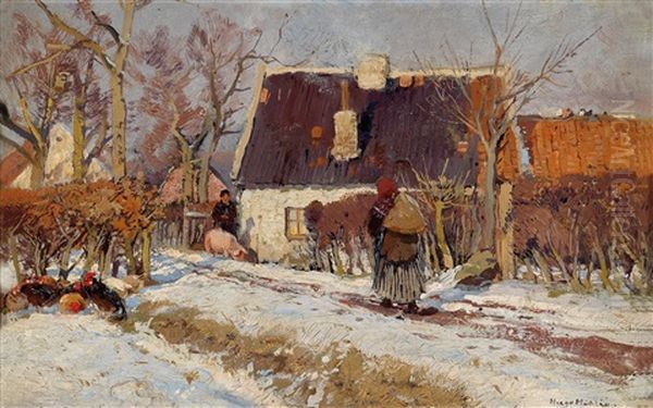 Winter Oil Painting by Hugo Muehlig