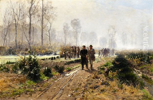 The Hunting Party Oil Painting by Hugo Muehlig