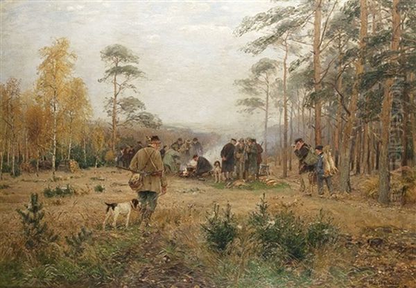 Nach Erfolgreicher Jagd Oil Painting by Hugo Muehlig