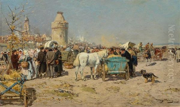 Hessenmarkt Bei Alsfeld Oil Painting by Hugo Muehlig