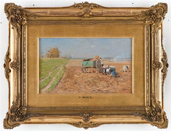 Kartoffelernte Auf Dem Feld Oil Painting by Hugo Muehlig