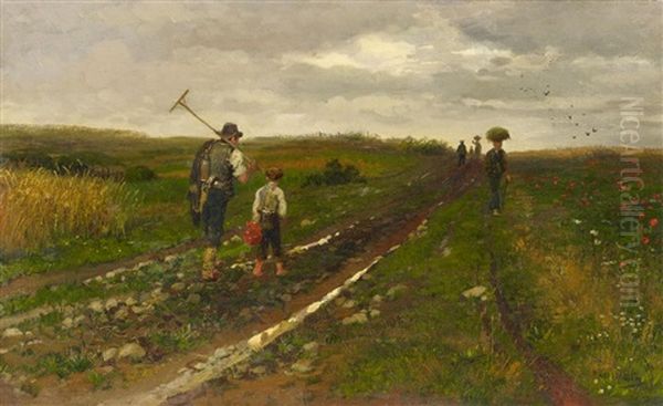 Auf Dem Weg Zur Feldarbeit Oil Painting by Hugo Muehlig