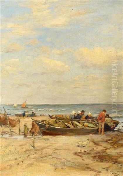 Am Strand Von Scheveningen Oil Painting by Hugo Muehlig