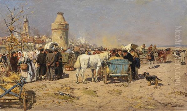 Hessenmarkt Bei Alsfeld Oil Painting by Hugo Muehlig