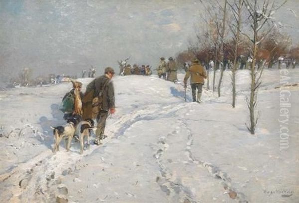 Nach Der Winterlichen Treibjagd Oil Painting by Hugo Muehlig