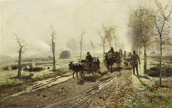 Reifmorgen Am Niederrhein Oil Painting by Hugo Muehlig