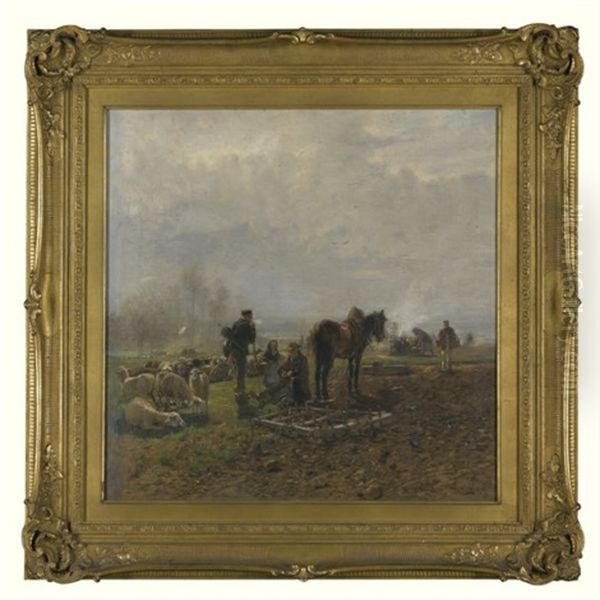 Landscape With Cattle Oil Painting by Hugo Muehlig