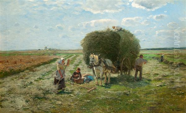 Heuernte Am Niederrhein Oil Painting by Hugo Muehlig