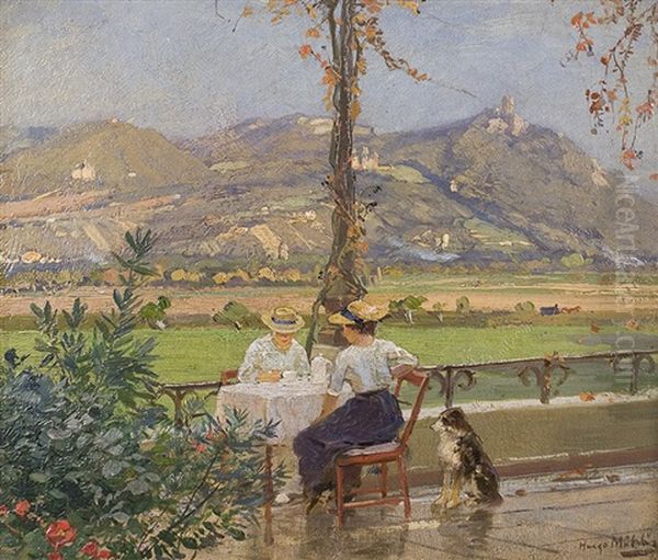 View On The Drachenfelsen Oil Painting by Hugo Muehlig