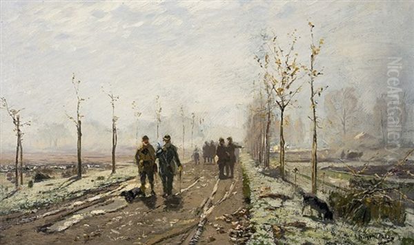 After The Hunt Oil Painting by Hugo Muehlig