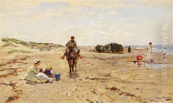 Am Strand Bei La Panne In Belgien Oil Painting by Hugo Muehlig