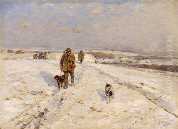 Wintermorgen Oil Painting by Hugo Muehlig