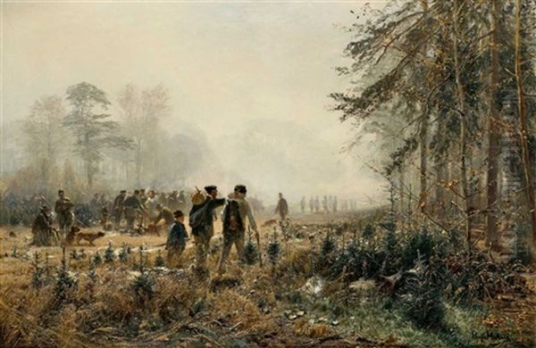 Nach Der Rotwildjagd Oil Painting by Hugo Muehlig