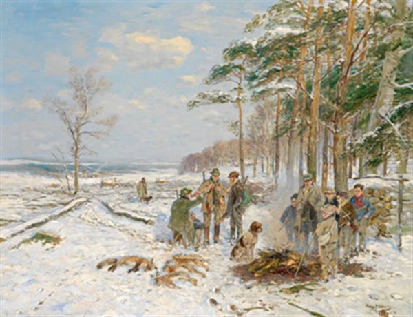 Nach Der Treibjagd Oil Painting by Hugo Muehlig