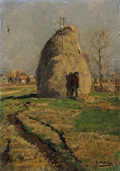 Bei Der Heuernte Oil Painting by Hugo Muehlig