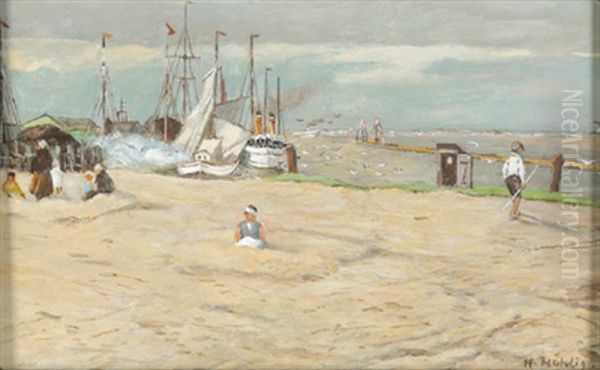 Am Strand Oil Painting by Hugo Muehlig