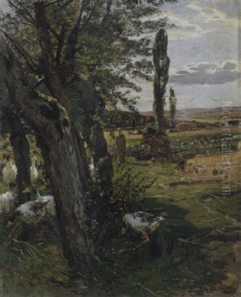 Landschaft In Oberhessen Oil Painting by Hugo Muehlig