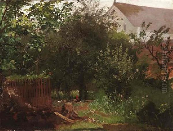 Bauerngarten In Bierst (?) Oil Painting by Hugo Muehlig