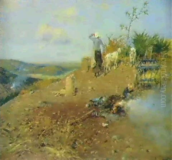 Auf Dem Michelsberg Oil Painting by Hugo Muehlig