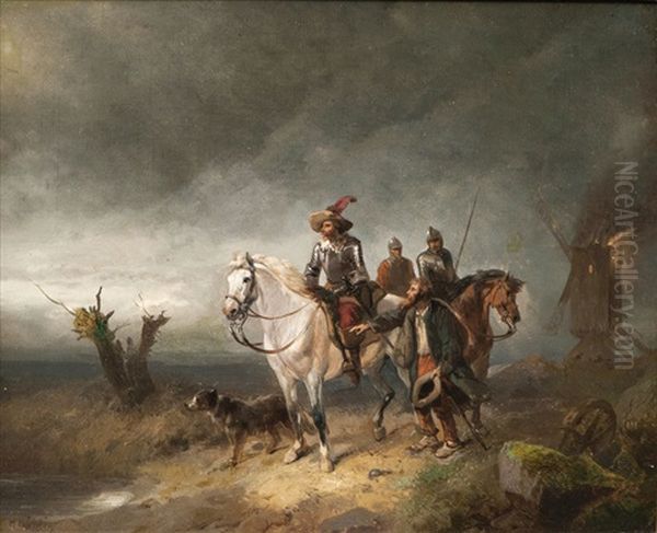 Spies On Horseback In The Thirty Years War Oil Painting by Meno Muehlig