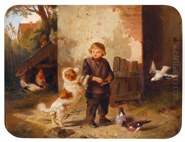 Der Kleine Bettelnde Hund Oil Painting by Meno Muehlig