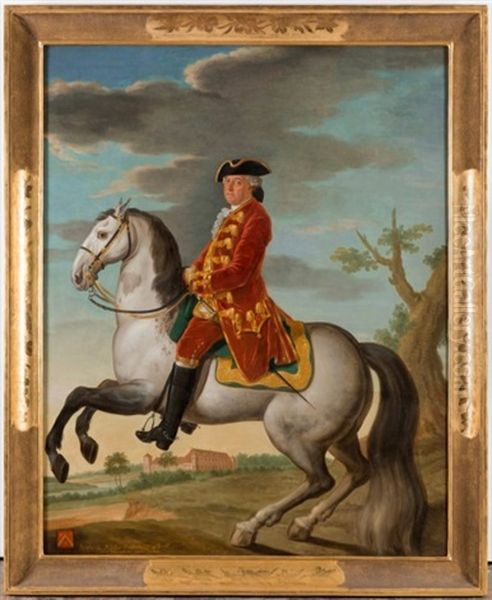 Portrait Equestre De Henri De Riollet, Comte De Morteuil Oil Painting by C. Muhrier de Barnevialle