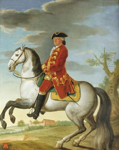 Portrait Equestre De Henri De Riollet, Comte De Morteuil Oil Painting by C. Muhrier de Barnevialle