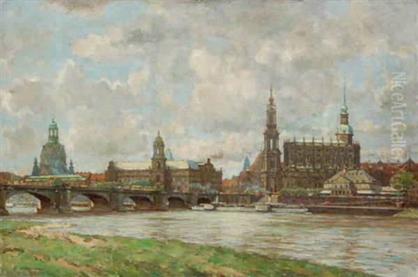 Blick Auf Die Dresdner Altstadt Oil Painting by Ludwig Muhrmann