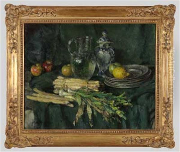 Stillleben Mit Spargel Oil Painting by Ludwig Muhrmann